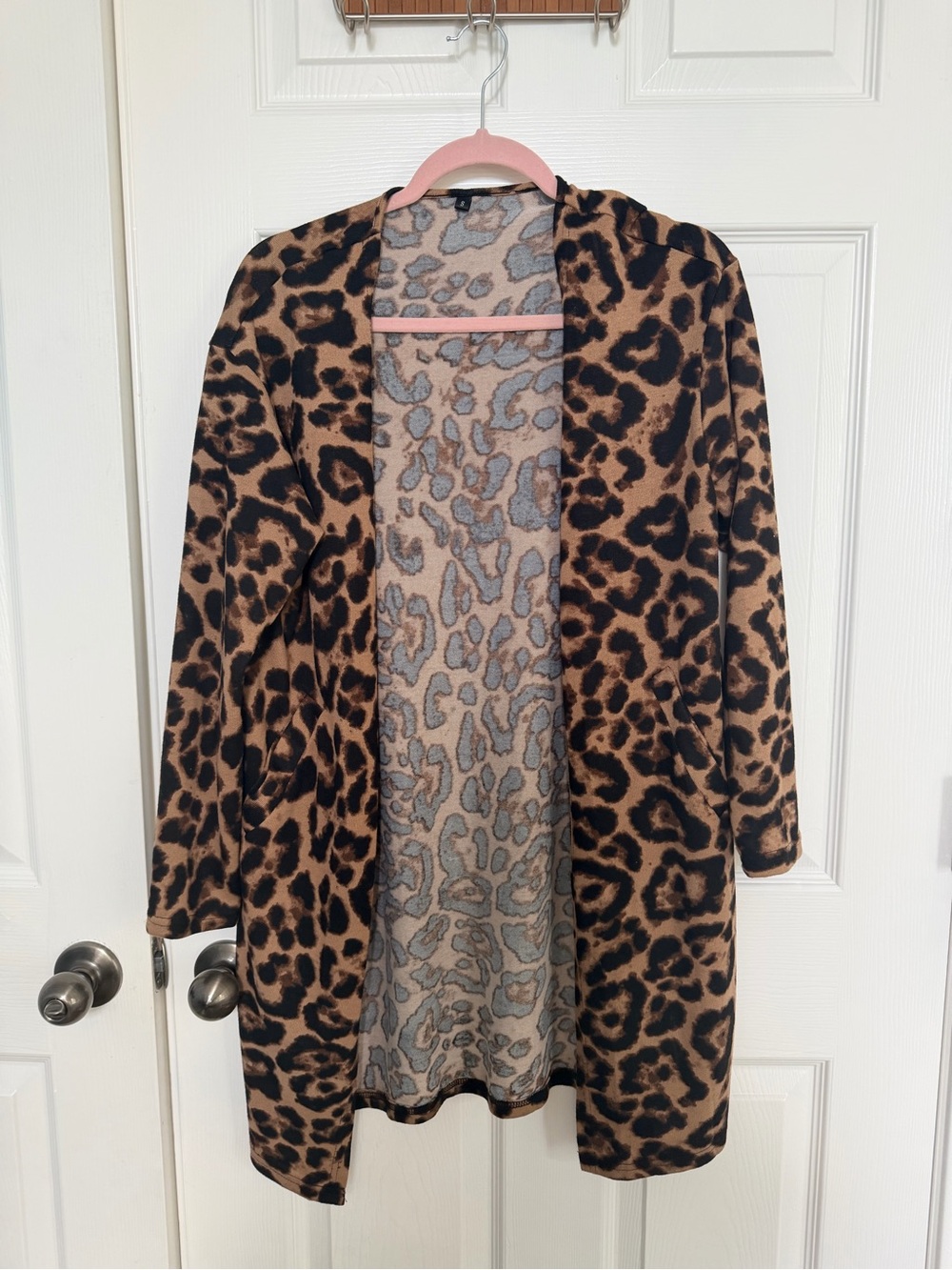 Leopard Print Open-Front Women's Sweater Cardigan - Brown/Black